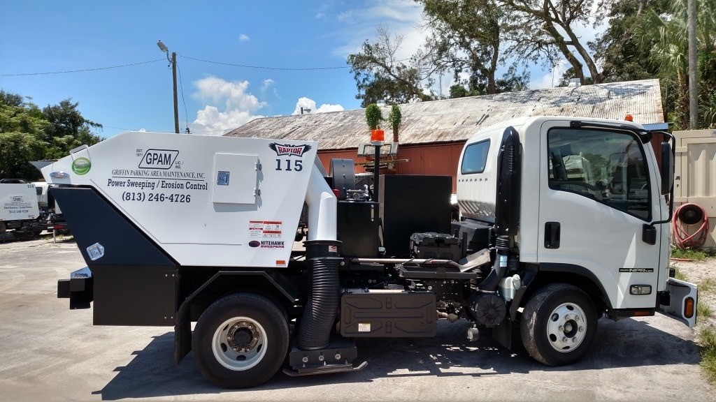 Griffin Parking Area Maintenance, Inc. — truck photo from the 1-800-SWEEPER member profile.